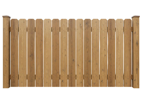 Wooden fence section isolated on transparent background