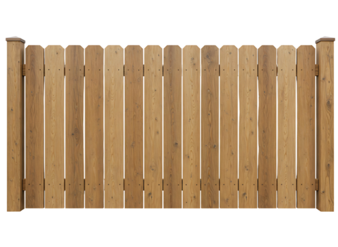 Wooden fence section isolated on transparent background
