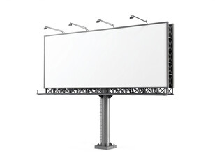 Obraz premium A large billboard with a white background and a black lettering. The billboard is tall and has a metal structure
