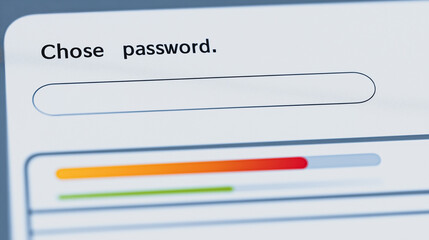 Password Entry Prompt: A close-up of a password entry field with a progress bar, emphasizing data protection and online security in a digital world.