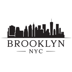 Fototapeta premium Brooklyn skyline horizontal banner. Brooklyn, NYC. Vector template for your design. Vector black silhouette. with white background