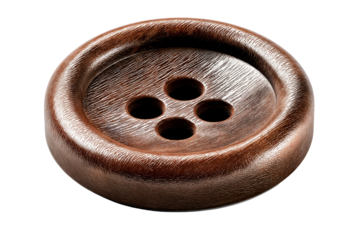 Dark Brown Wooden Button with Four Holes