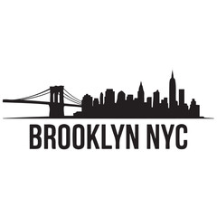 Brooklyn skyline horizontal banner. Brooklyn, NYC. Vector template for your design. Vector black silhouette. with white background