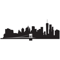Fototapeta premium Brooklyn skyline horizontal banner. Brooklyn, NYC. Vector template for your design. Vector black silhouette. with white background