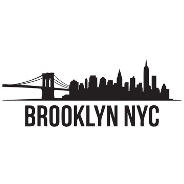 Brooklyn skyline horizontal banner. Brooklyn, NYC. Vector template for your design. Vector black silhouette. with white background
