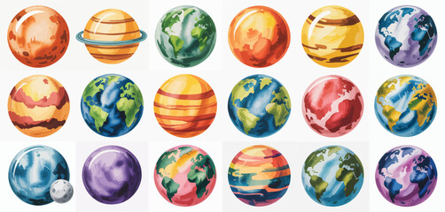 Colorful Planets and Earth Illustrations for Kids