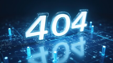 3D illustration 404 website error, light white and blue, glass as material, translucent layer style, technology style