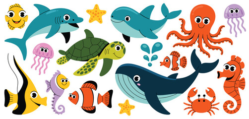 Cute Cartoon Sea Animals Collection for Kids