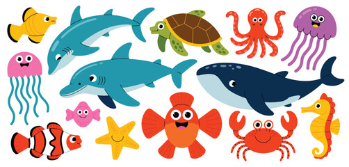 Cute Cartoon Sea Animals Collection for Kids