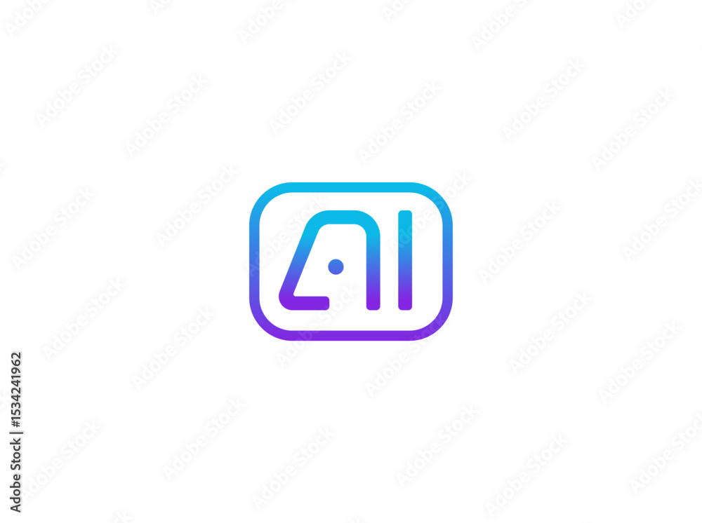 Poster ai logo, chatbot smart assistant icon, virtual tool emblem for app, saas, automation, tech support, 