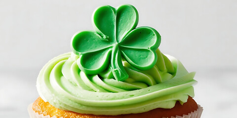 St. Patrick’s Day cupcake with green frosting