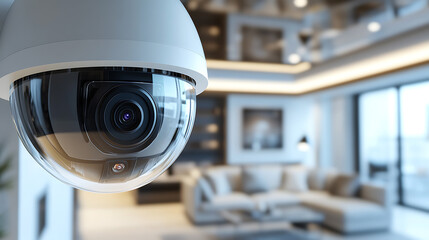 Security Camera Monitoring a Modern Living Room