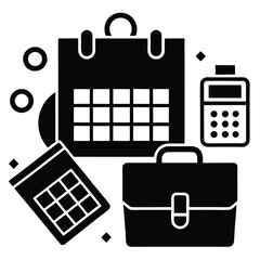 accountant element isolated tax deadline calendar on white background