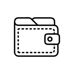 Minimalist Wallet Icon in Silhouette Style on White Background – Flat Line Art for Finance, Payment, Budget, and Digital Banking Applications