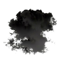 Obraz premium Single black cloud of smoke over white background