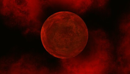  A blood-red moon. Abstract illustration drawn on a tablet, used as a background.