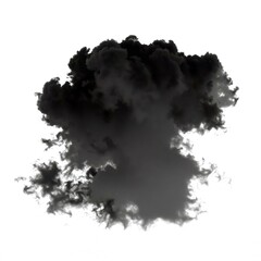 Single black cloud of smoke over white background