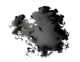 Single black cloud of smoke over white background