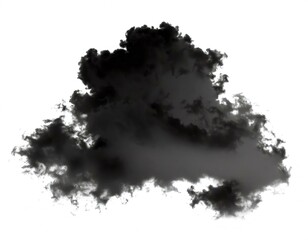Single black cloud of smoke over white background