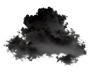 Fototapeta premium Single black cloud of smoke over white background