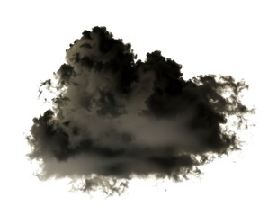 Obraz premium Single black cloud of smoke over white background