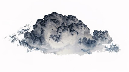 Fototapeta premium Single black cloud of smoke over white background