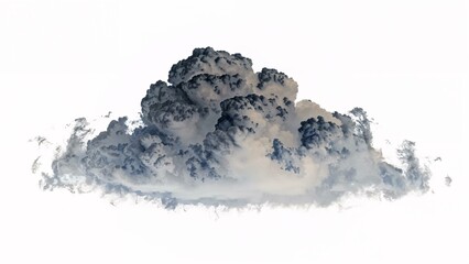 Single black cloud of smoke over white background