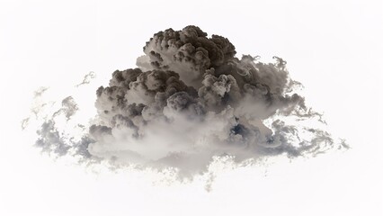 Single black cloud of smoke over white background
