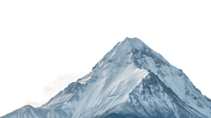 Majestic snowcapped mountain peak isolated on a white background