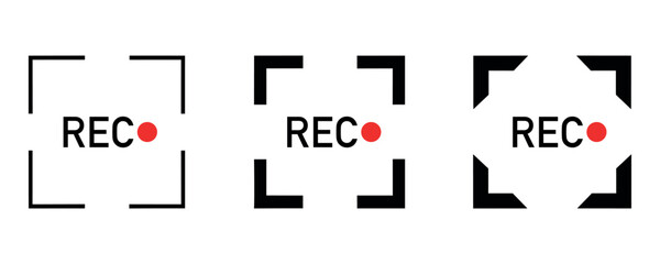 Rec. Set recording sign. Currently recording. Vector stock illustration