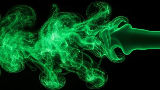 Fum&eacute;e verte sur fond abstrait noir








