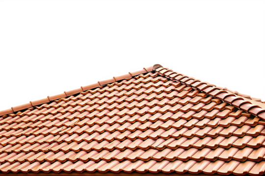 Red clay roof tiles isolated on a white background png ai generated