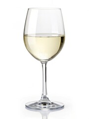 Glass of white wine against a white background
