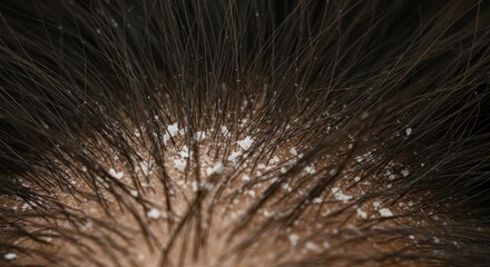 Close-up of Dandruff on a Scalp