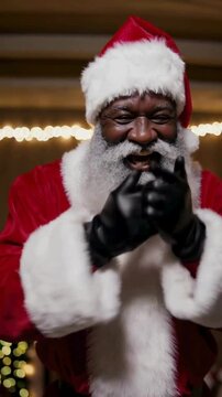 4K UHD Video of a Jolly African American Santa