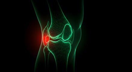 Naklejka premium Human Knee Joint Anatomy Illustration Pain Inflammation Medical Graphic