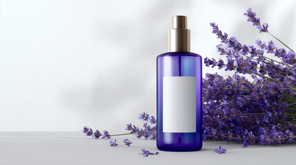 Purple Glass Perfume Packaging with Lavender Flowers