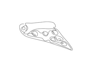 Pizza slice continuous line. Continuous one line drawing of pizza. Italian food concept. Single line drawing