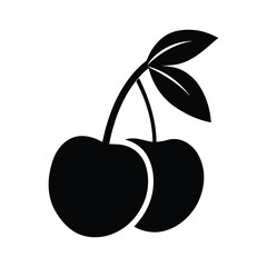 cherry-fruit-black-silhouette--on-white-background.eps