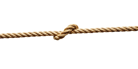 Simple knot in tan rope isolated on a white background
