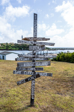 A multi directional sign post at Currie in King Island