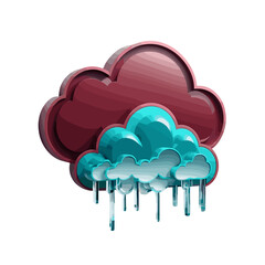 Stylized cloud with raindrops in a colorful and modern design.