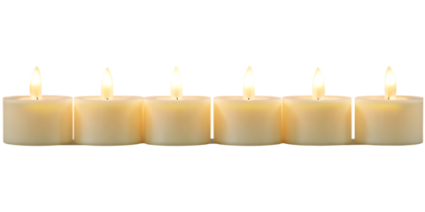 Six led tea light candles isolated on a white background