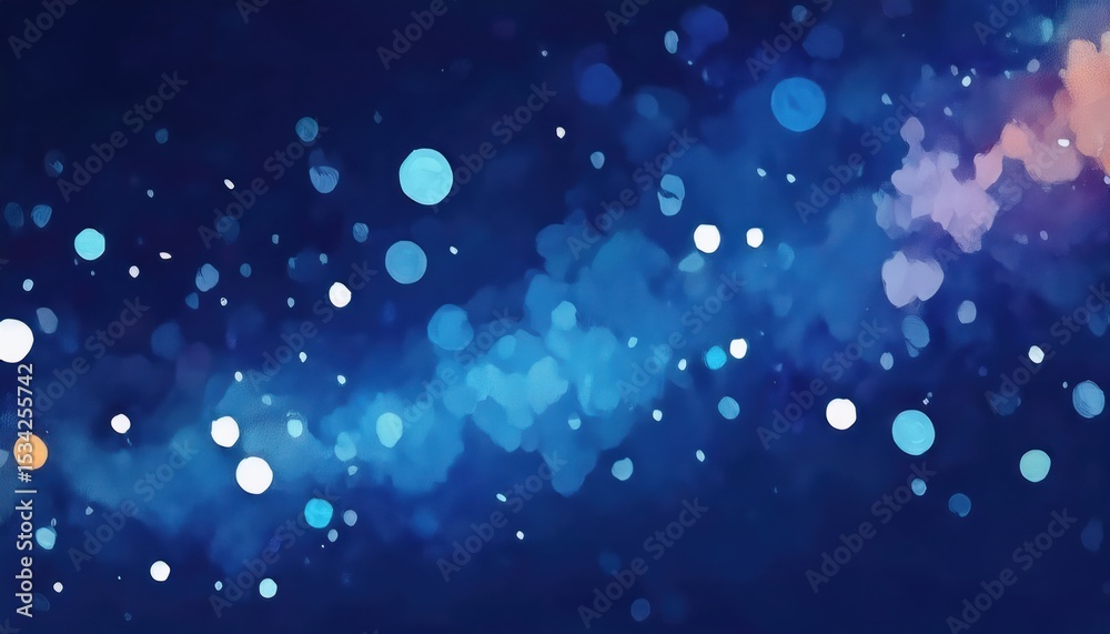 Aufkleber dreamy blue bokeh lights on dark abstract background with soft glows and scattered sparkles for digital wallpaper, branding, website header, poster design, or futuristic visual content

