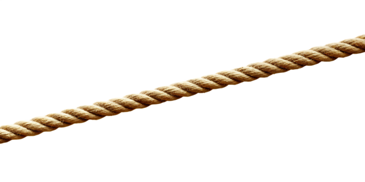 Strong beige rope diagonal isolated on a white background