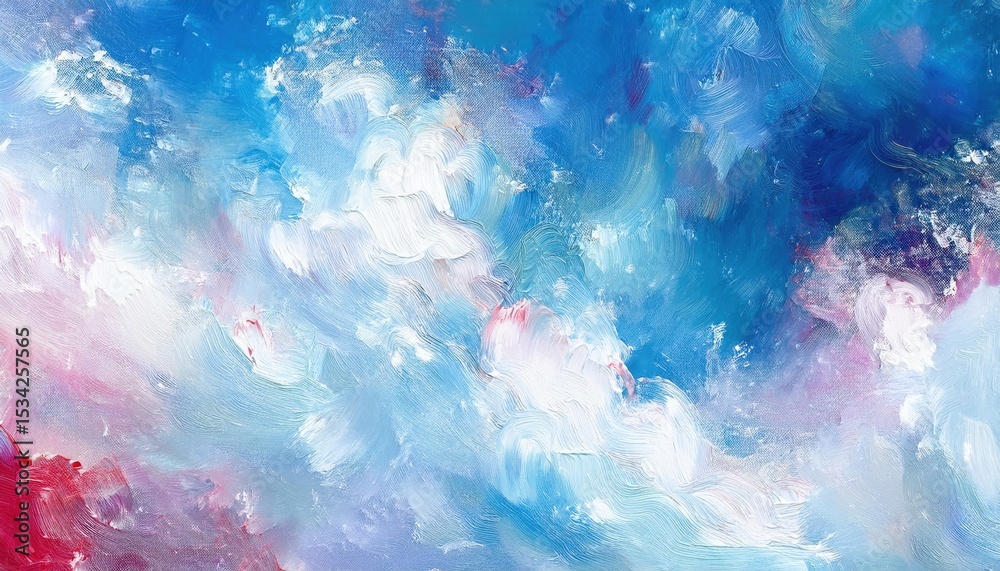 Poster dreamy abstract cloudscape in bold oil textures with blue and pink gradients for modern web design, print media, and branding background usage


