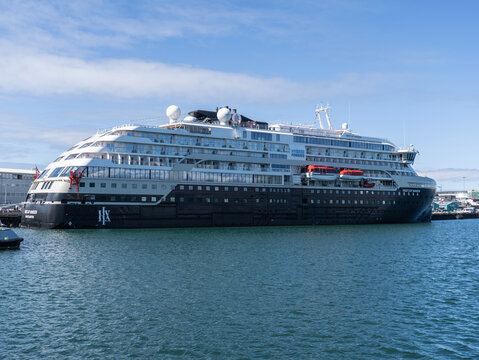 MS FridtJof Nansen HX Hurtigruten Expeditions ship docked at the port