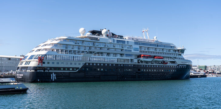 MS FridtJof Nansen HX Hurtigruten Expeditions ship docked at the port