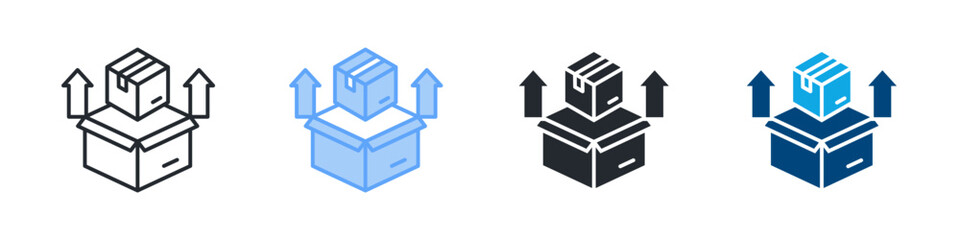 Product Icon Set Multiple Style. Design In Outline, Blue, Glyph, Dualtone