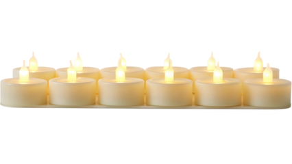 Twelve led tea lights isolated on a white background